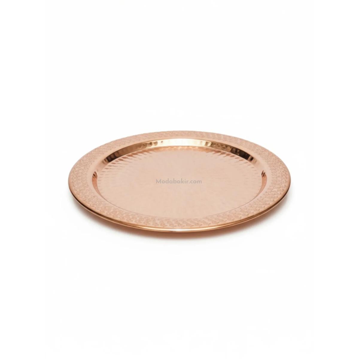 Desenli Bakır Supla Servis Tabak - Görsel 1
