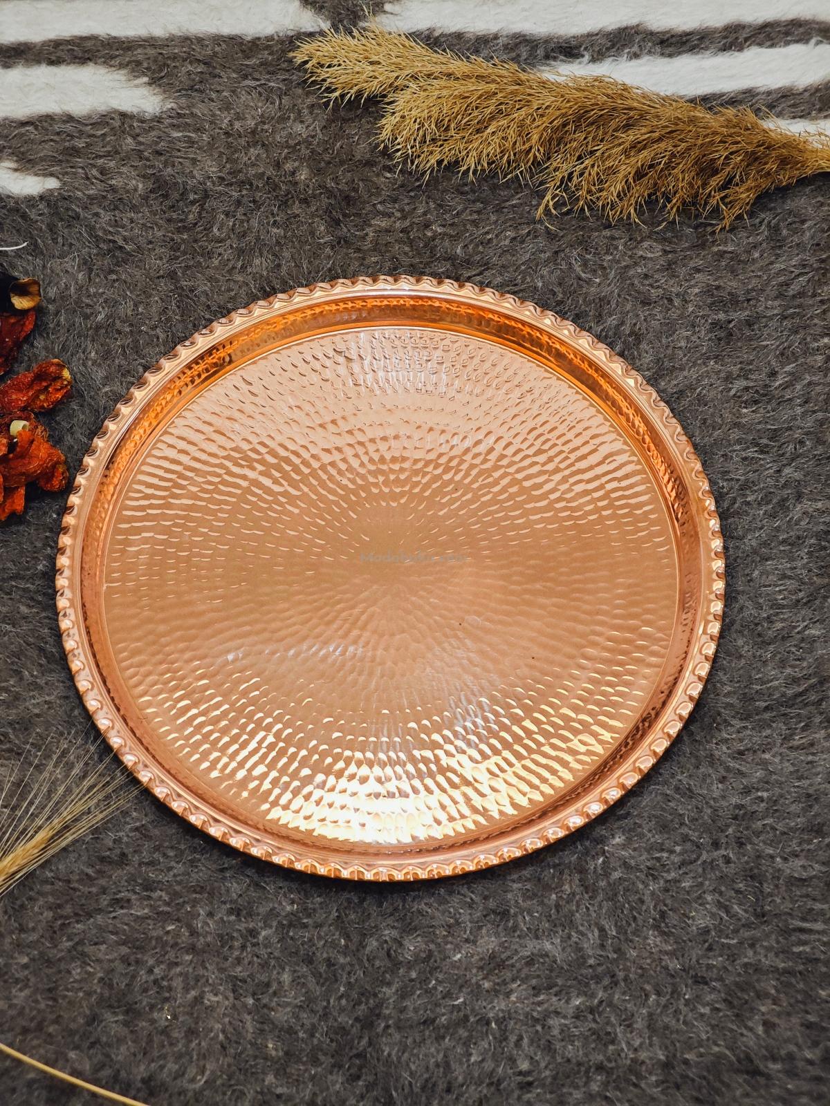 Dövme Bakır Tepsi 40 Cm - Görsel 5