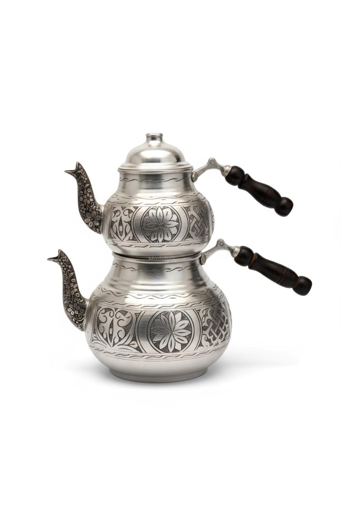 İşlemeli Bakır Çaydanlık Takımı - Görsel 10