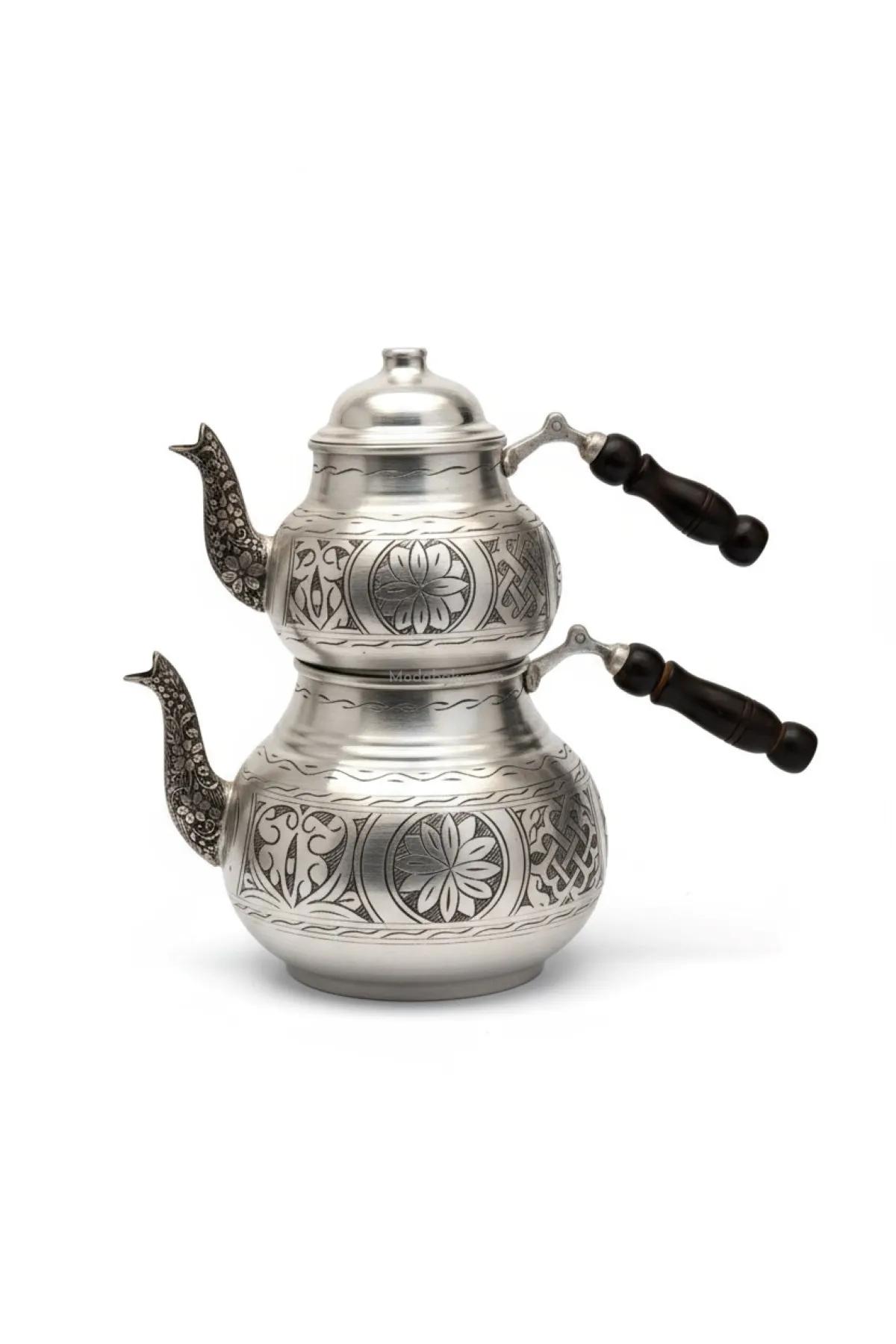 İşlemeli Bakır Çaydanlık Takımı - Görsel 2