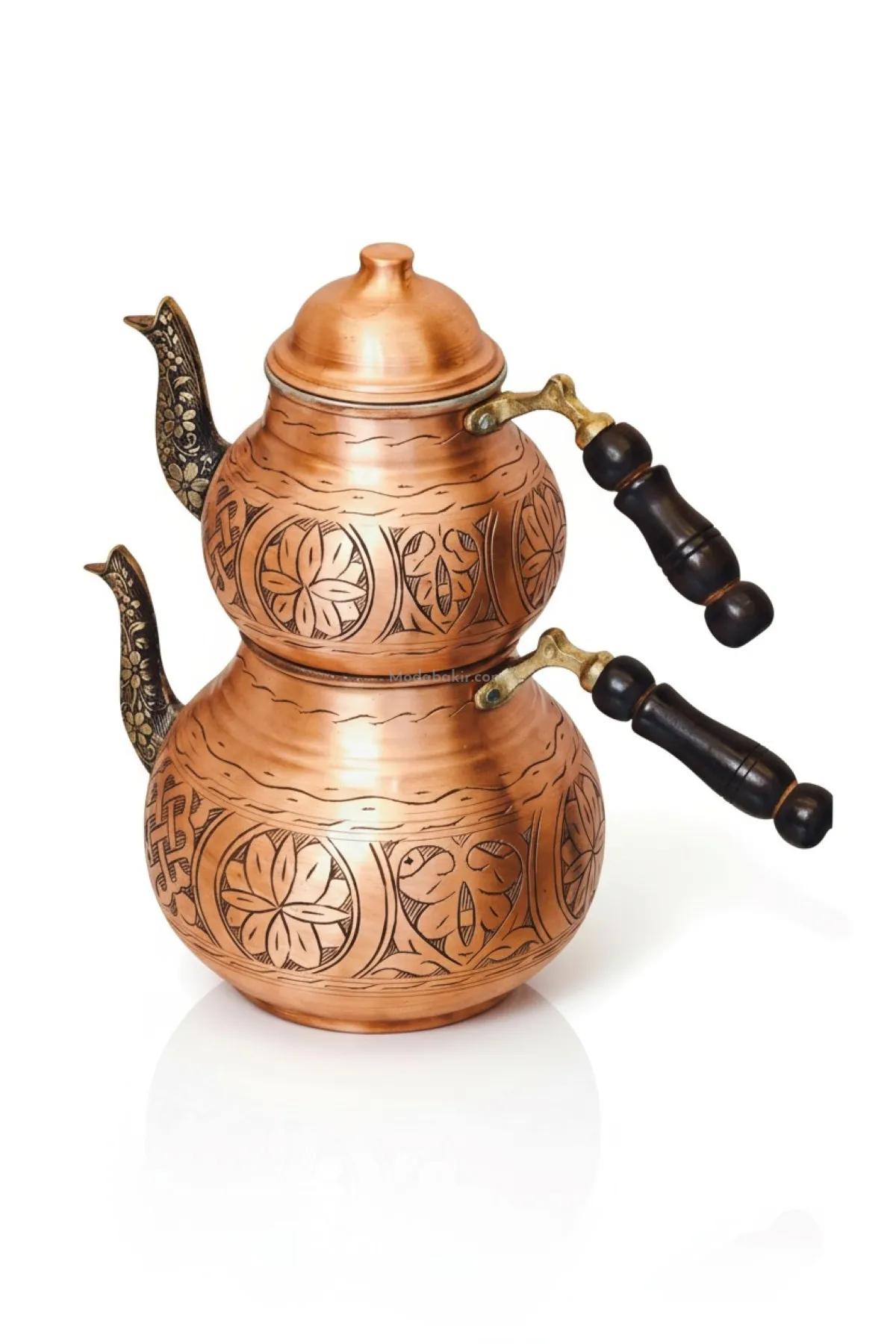 İşlemeli Bakır Çaydanlık Takımı - Görsel 4