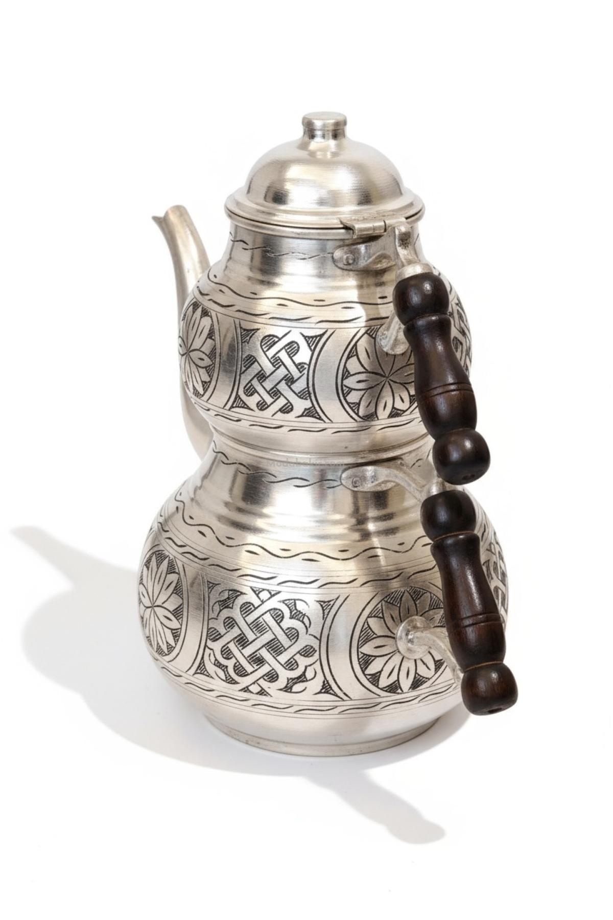 İşlemeli Bakır Çaydanlık Takımı - Görsel 6