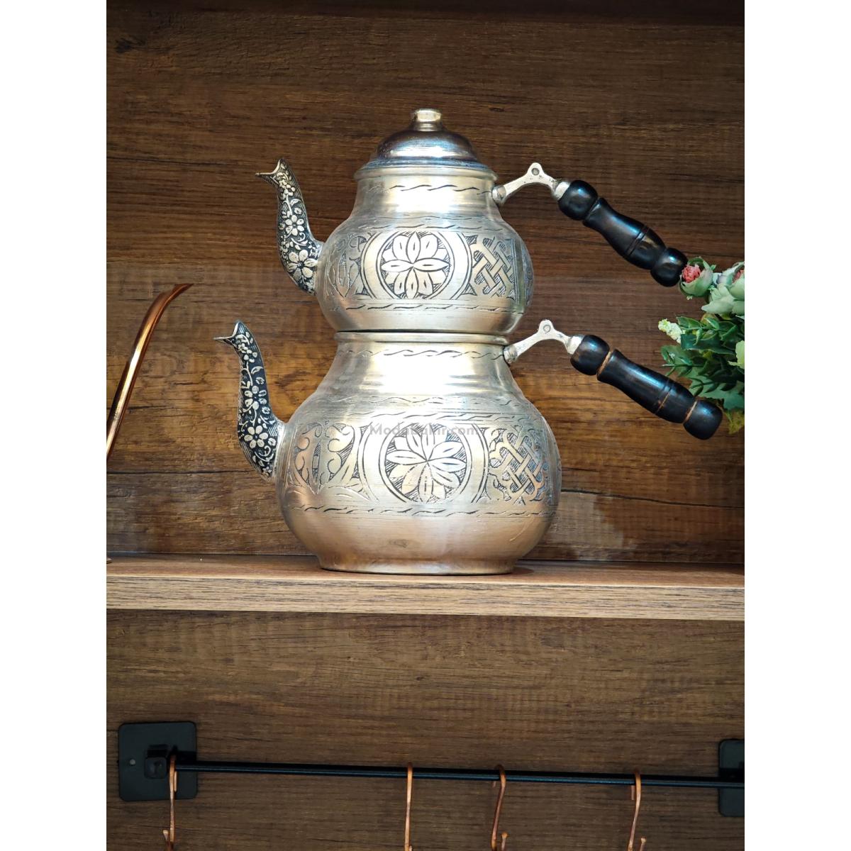 İşlemeli Bakır Çaydanlık Takımı - Görsel 7