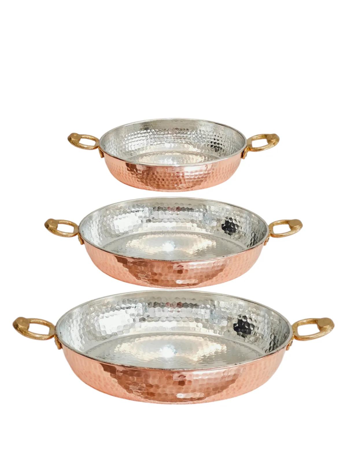 Kalın Bakır Tava Seti 22-24-27 cm - Görsel 1