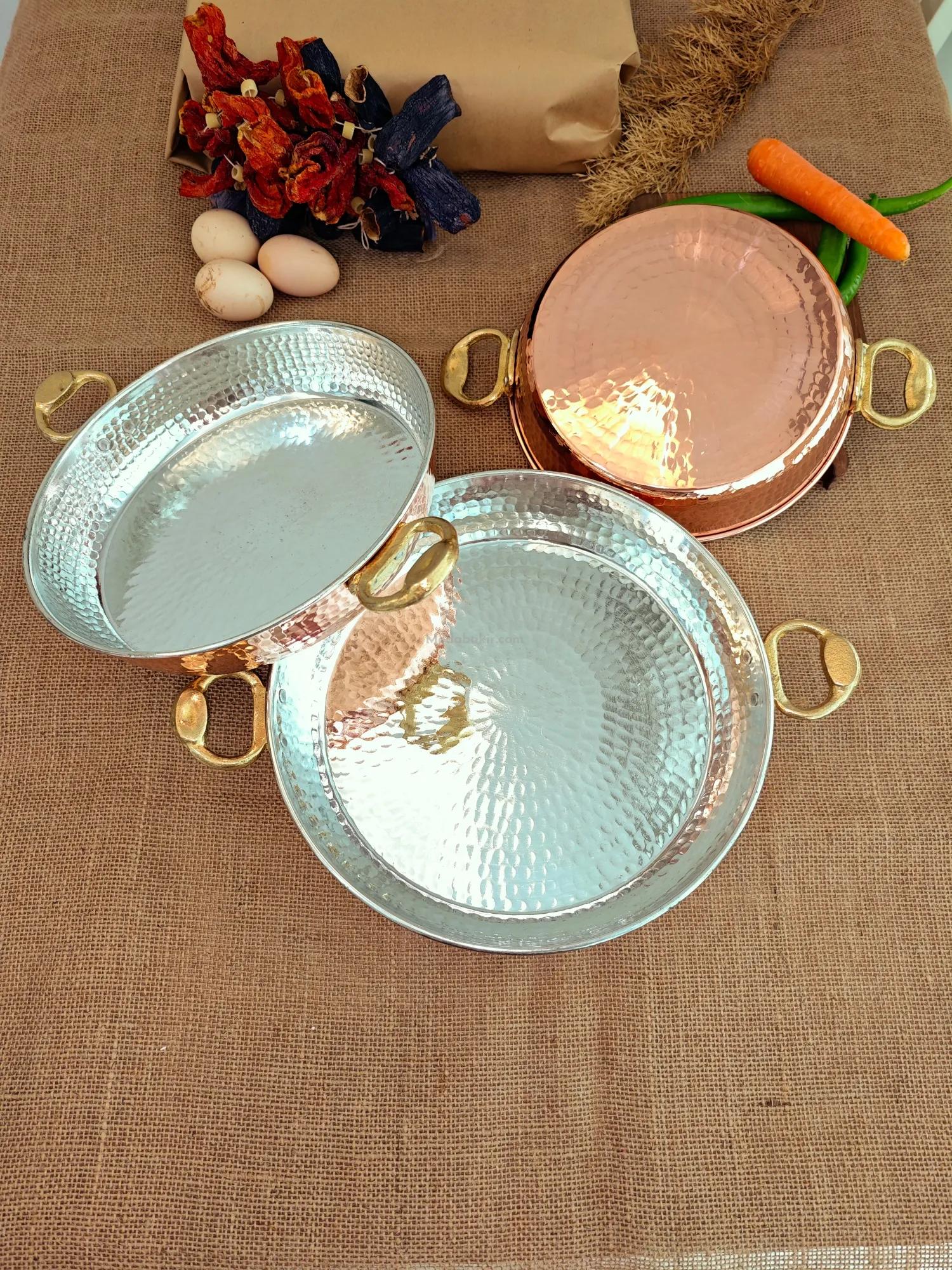 Kalın Bakır Tava Seti 22-24-27 cm - Görsel 2