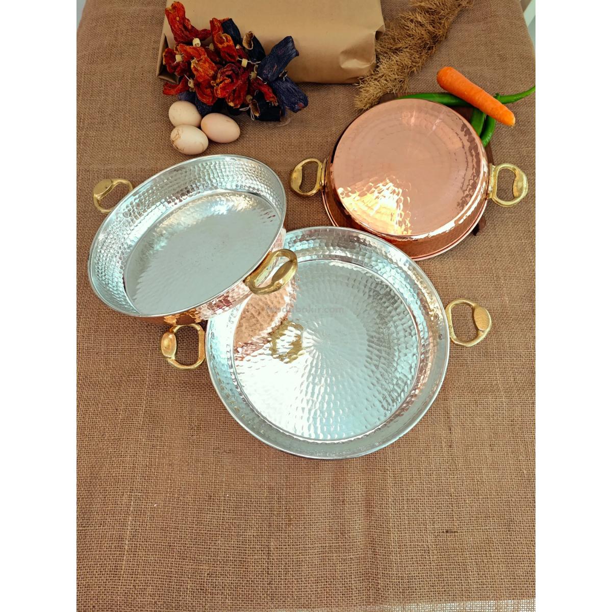 Kalın Bakır Tava Seti 22-24-27 cm - Görsel 2