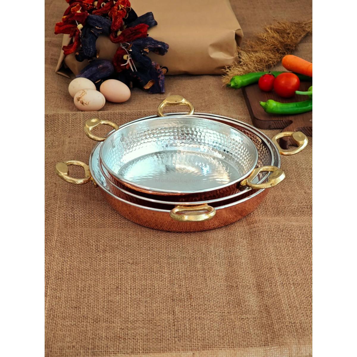 Kalın Bakır Tava Seti 22-24-27 cm - Görsel 3