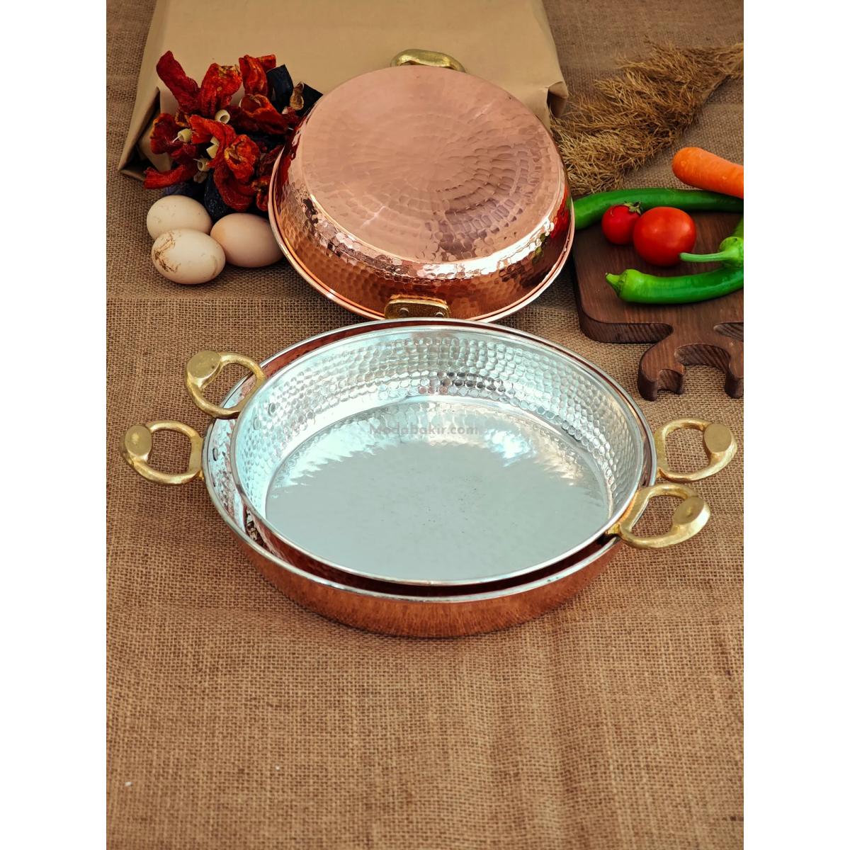 Kalın Bakır Tava Seti 22-24-27 cm - Görsel 4