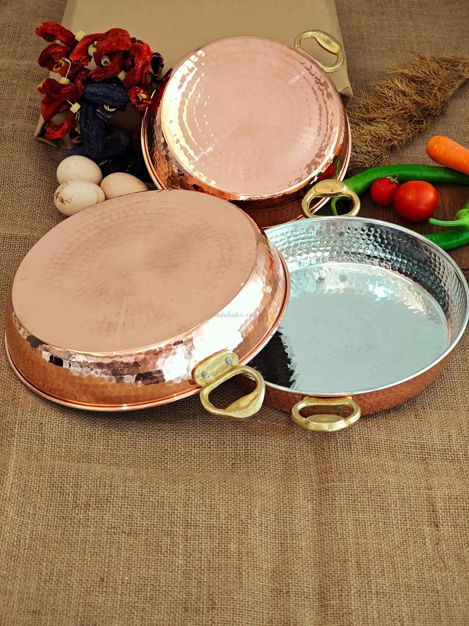 Kalın Bakır Tava Seti 22-24-27 cm - Görsel 5