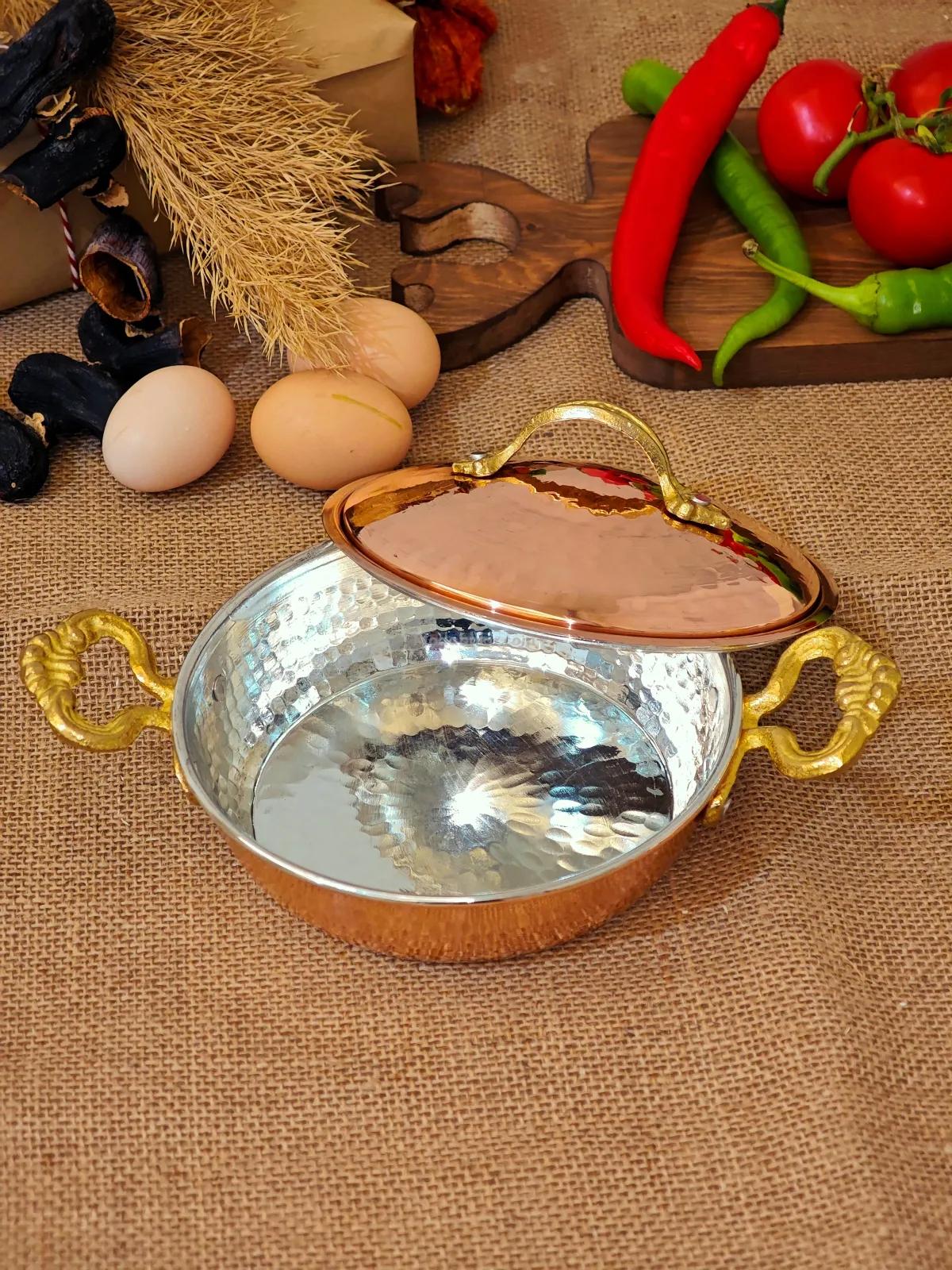 Kapaklı Bakır Tava 14 cm - Görsel 2