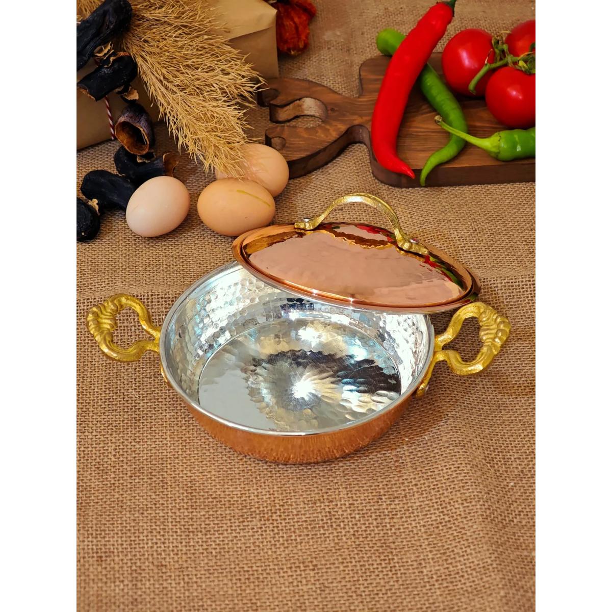 Kapaklı Bakır Tava 14 cm - Görsel 2