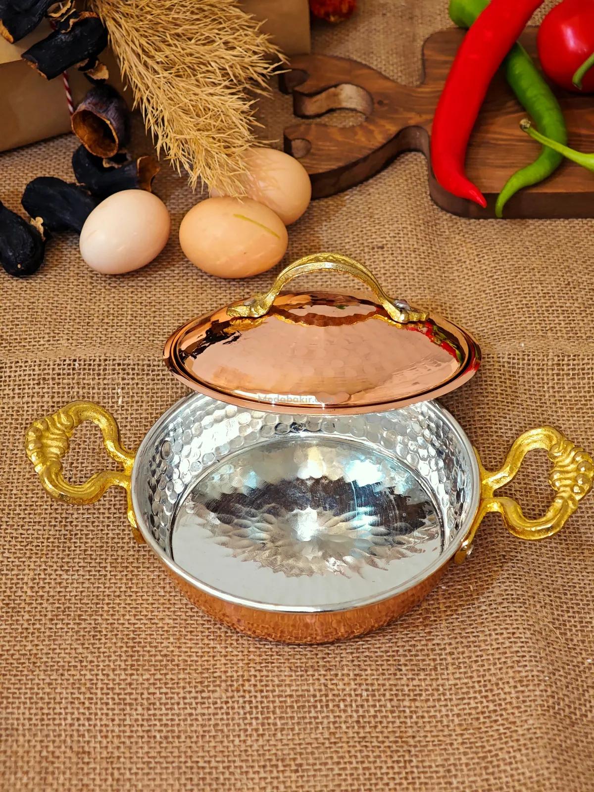 Kapaklı Bakır Tava 14 cm - Görsel 3