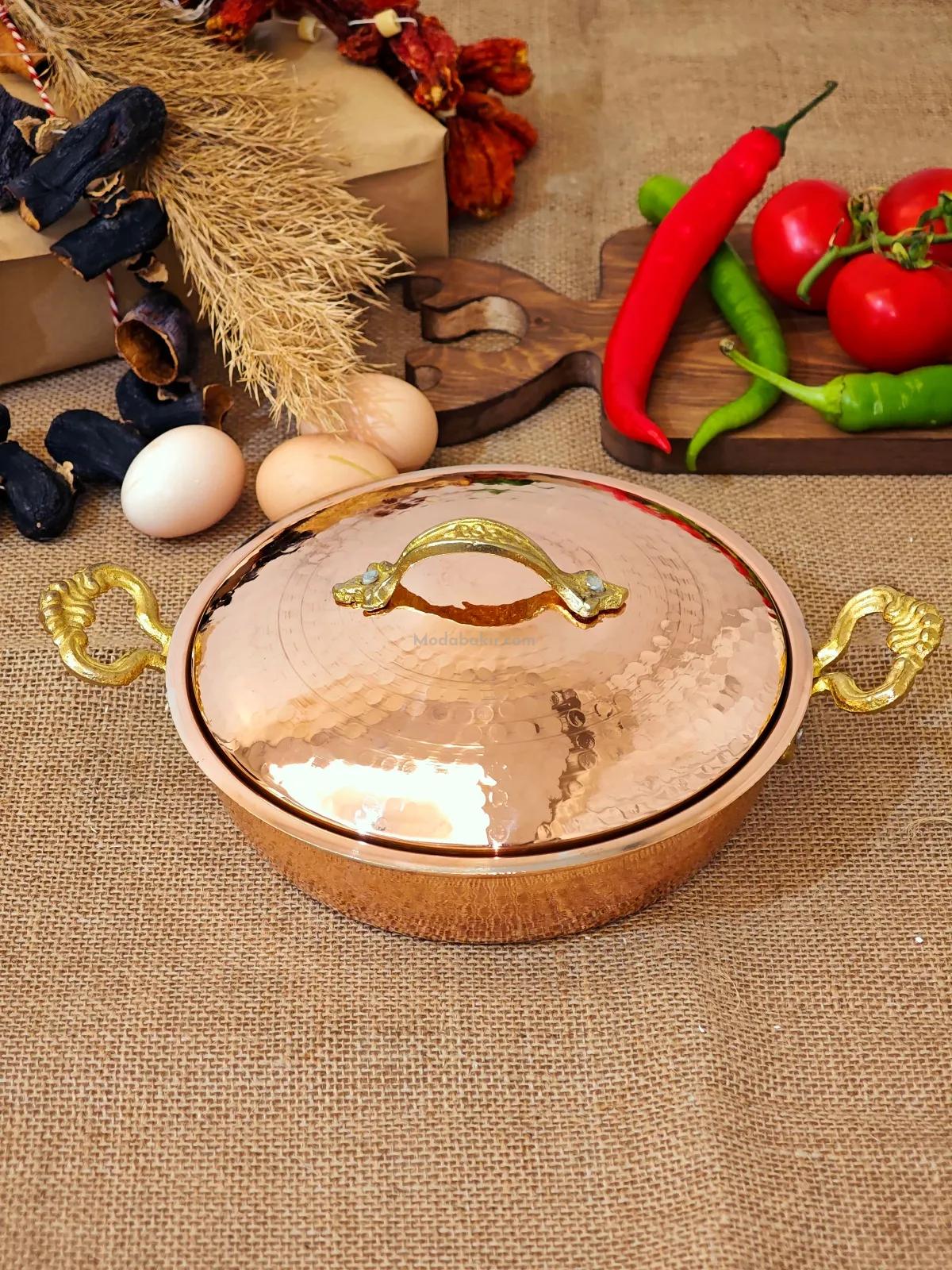 Kapaklı Bakır Tava 18 cm - Görsel 2