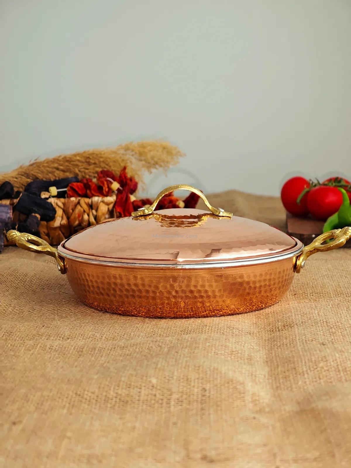 Kapaklı Bakır Tava 20 cm - Görsel 2