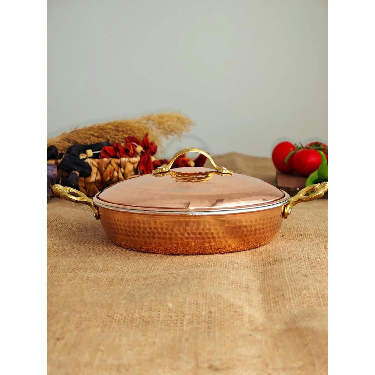 Kapaklı Bakır Tava 20 cm - Görsel 2