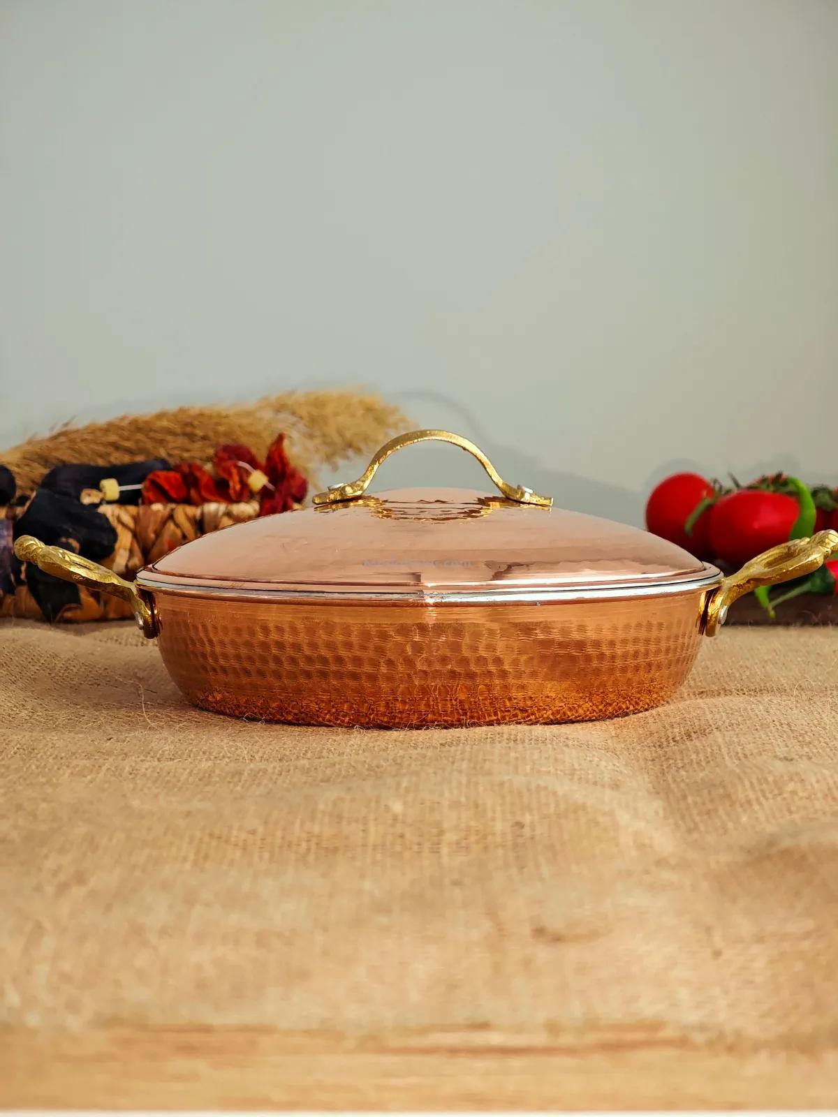 Kapaklı Bakır Tava 22 cm - Görsel 2