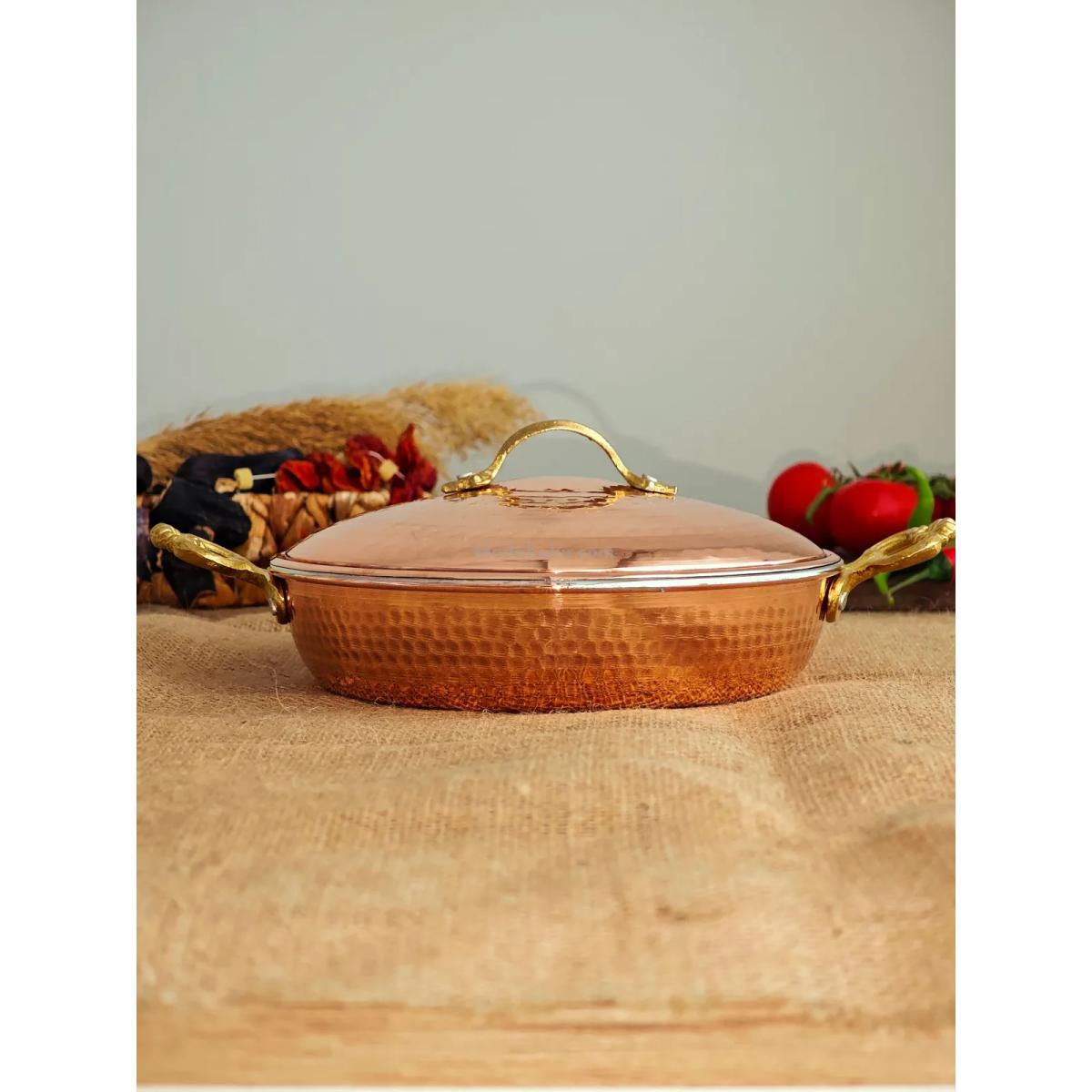 Kapaklı Bakır Tava 22 cm - Görsel 2