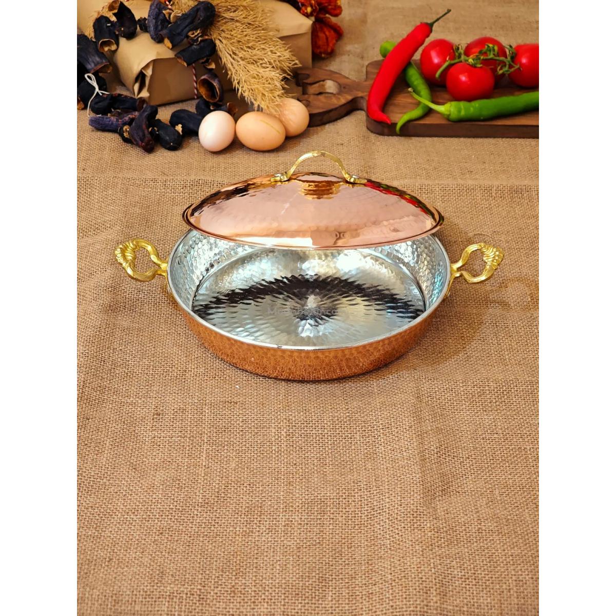 Kapaklı Bakır Tava 22 cm - Görsel 3