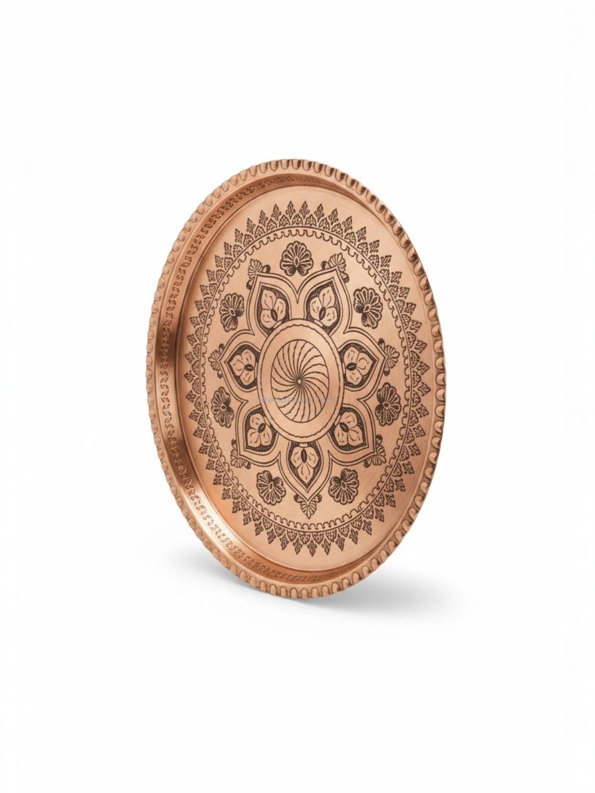 Kırmızı Bakır Şark Köşesi Tepsi 40 Cm - Görsel 6