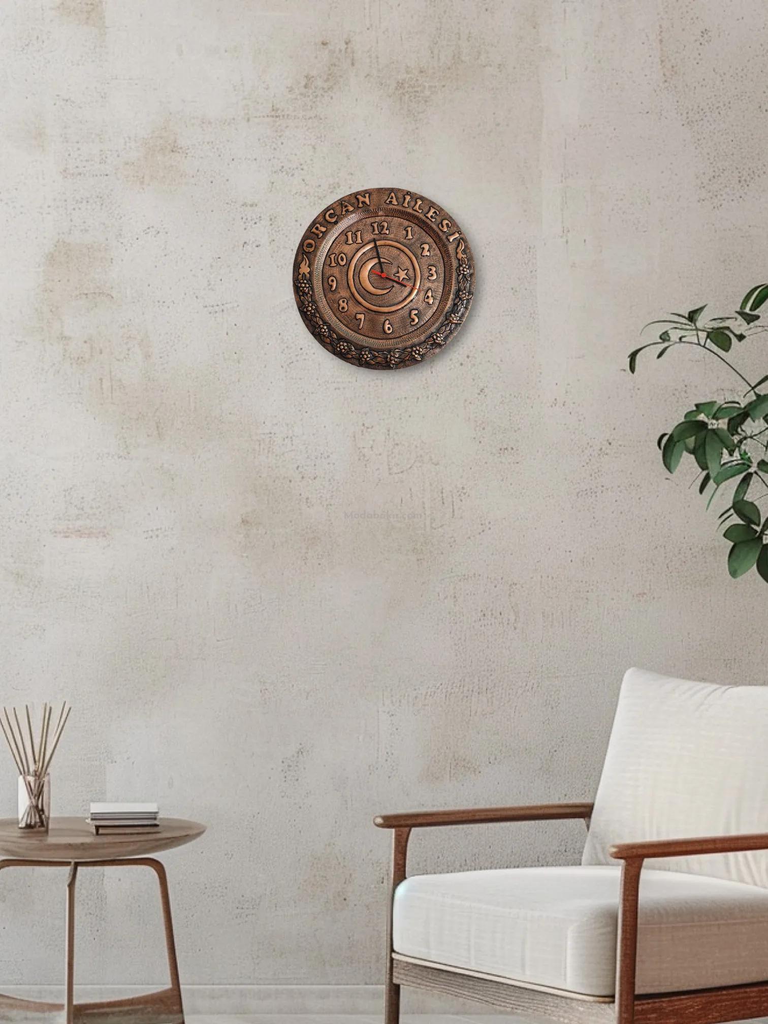 Kişiye Özel Bakır Duvar Saati - Görsel 2