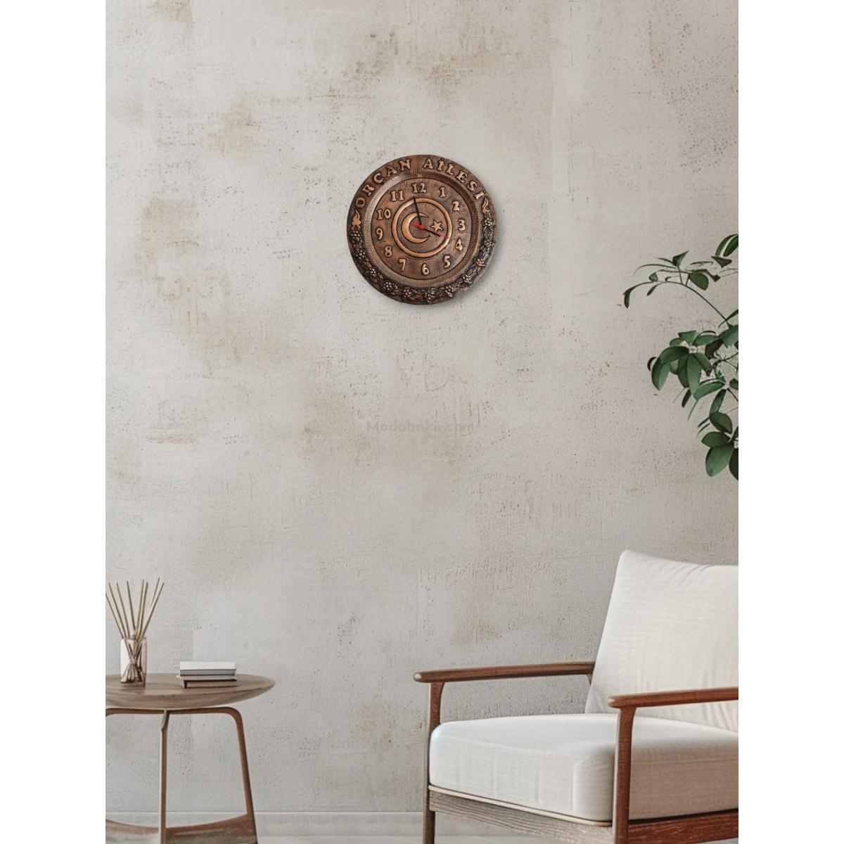 Kişiye Özel Bakır Duvar Saati - Görsel 2