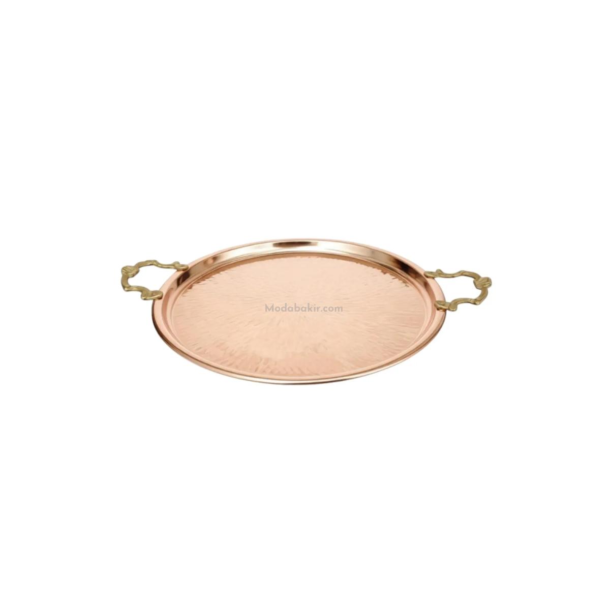 Kulplu Bakır Tepsi 30 Cm - Görsel 1