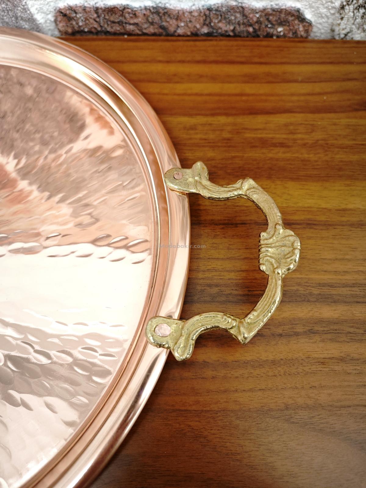 Kulplu Bakır Tepsi 45 Cm - Görsel 4