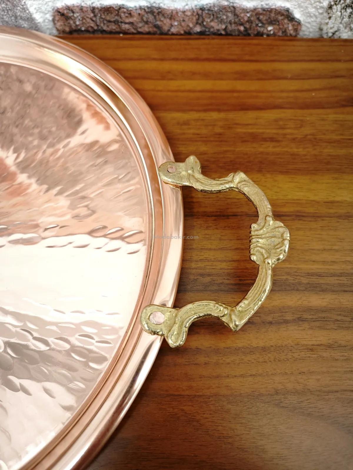 Kulplu Bakır Tepsi 30 Cm - Görsel 4