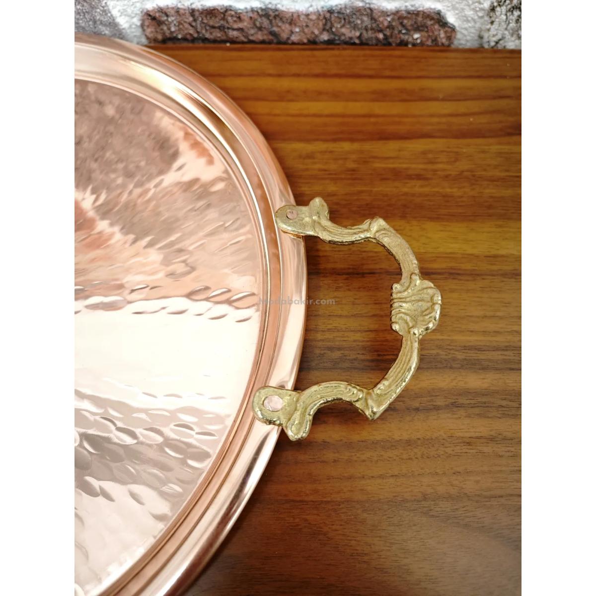 Kulplu Bakır Tepsi 30 Cm - Görsel 4