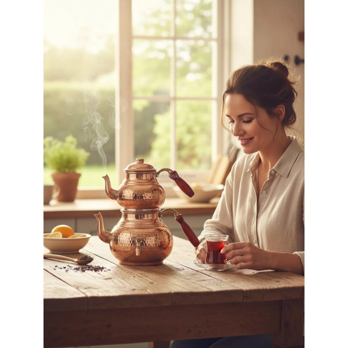 Midi Boy Bakır Çaydanlık - Görsel 4