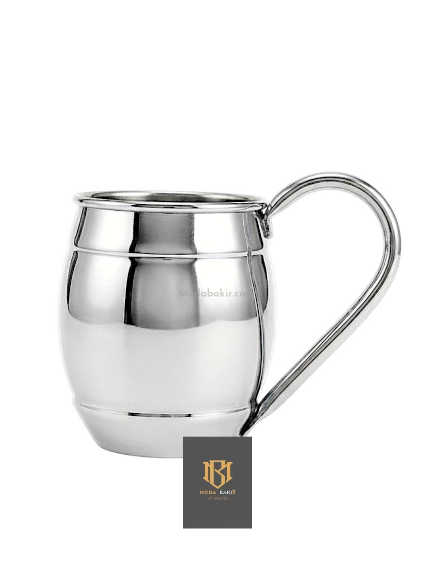 Moda Bakır Fıçı Bakır Bardak Gümüş - Görsel 1
