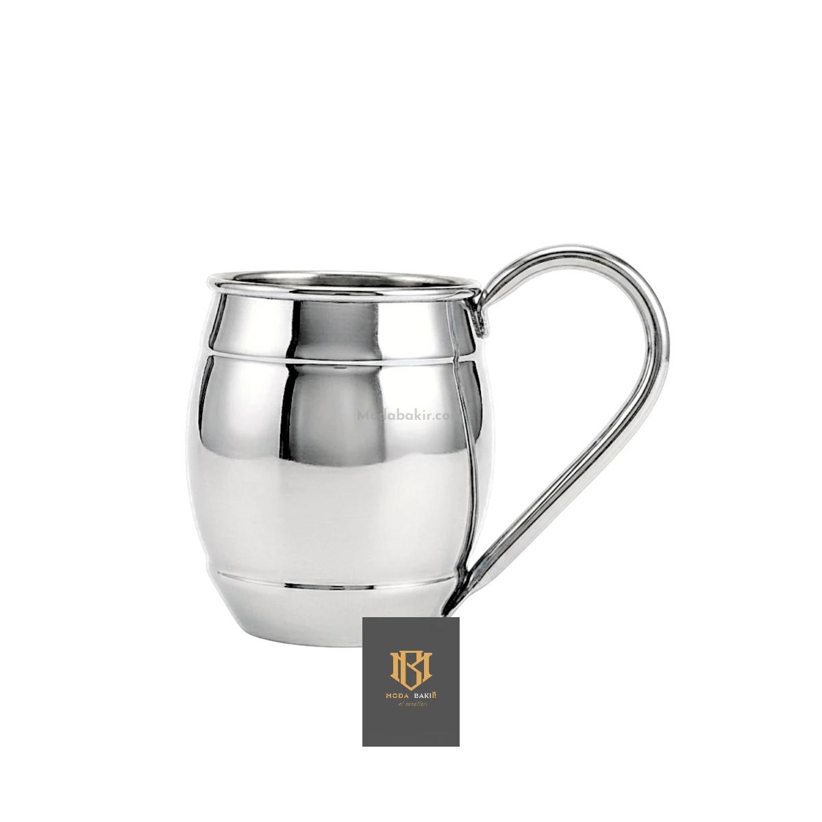 Moda Bakır Fıçı Bakır Bardak Gümüş - Görsel 1