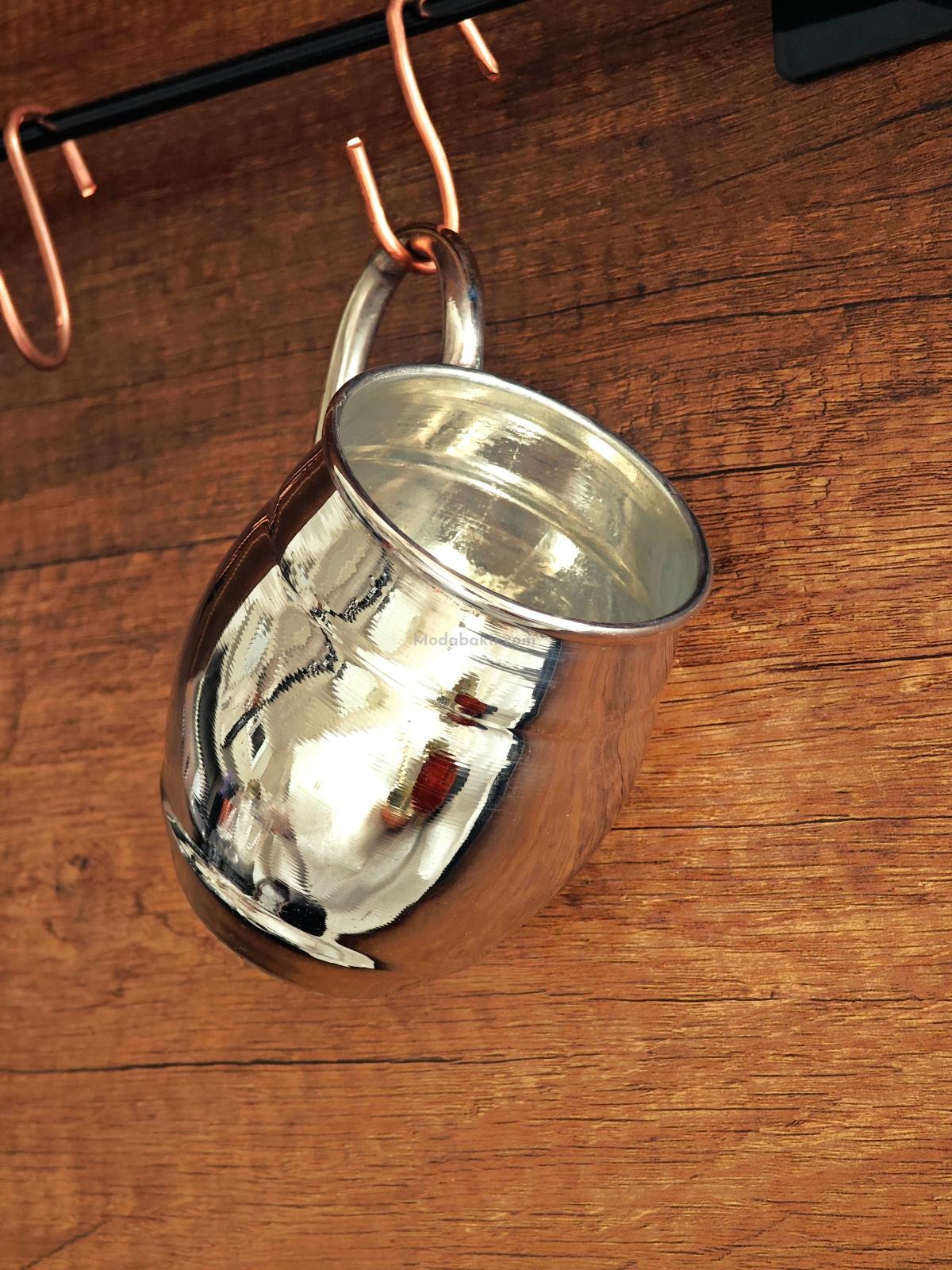 Moda Bakır Fıçı Bakır Bardak Gümüş - Görsel 4