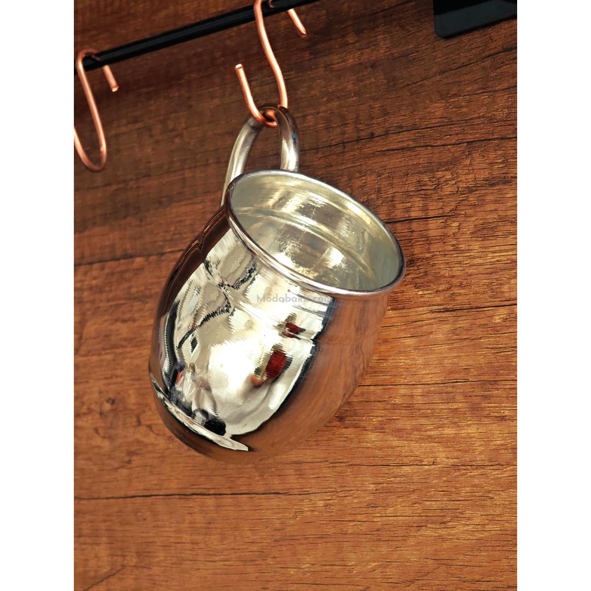 Moda Bakır Fıçı Bakır Bardak Gümüş - Görsel 4