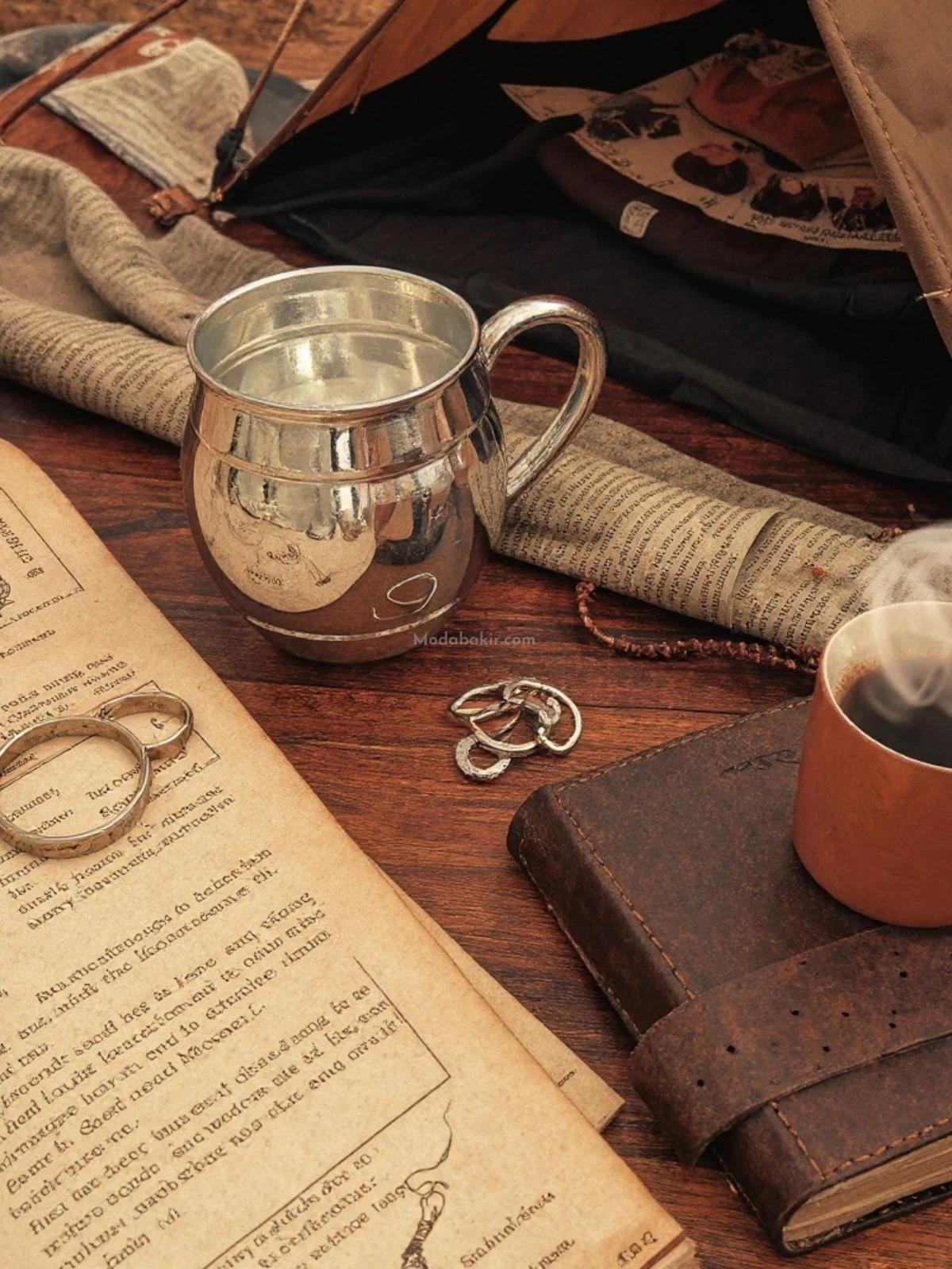 Moda Bakır Fıçı Bakır Bardak Gümüş - Görsel 5