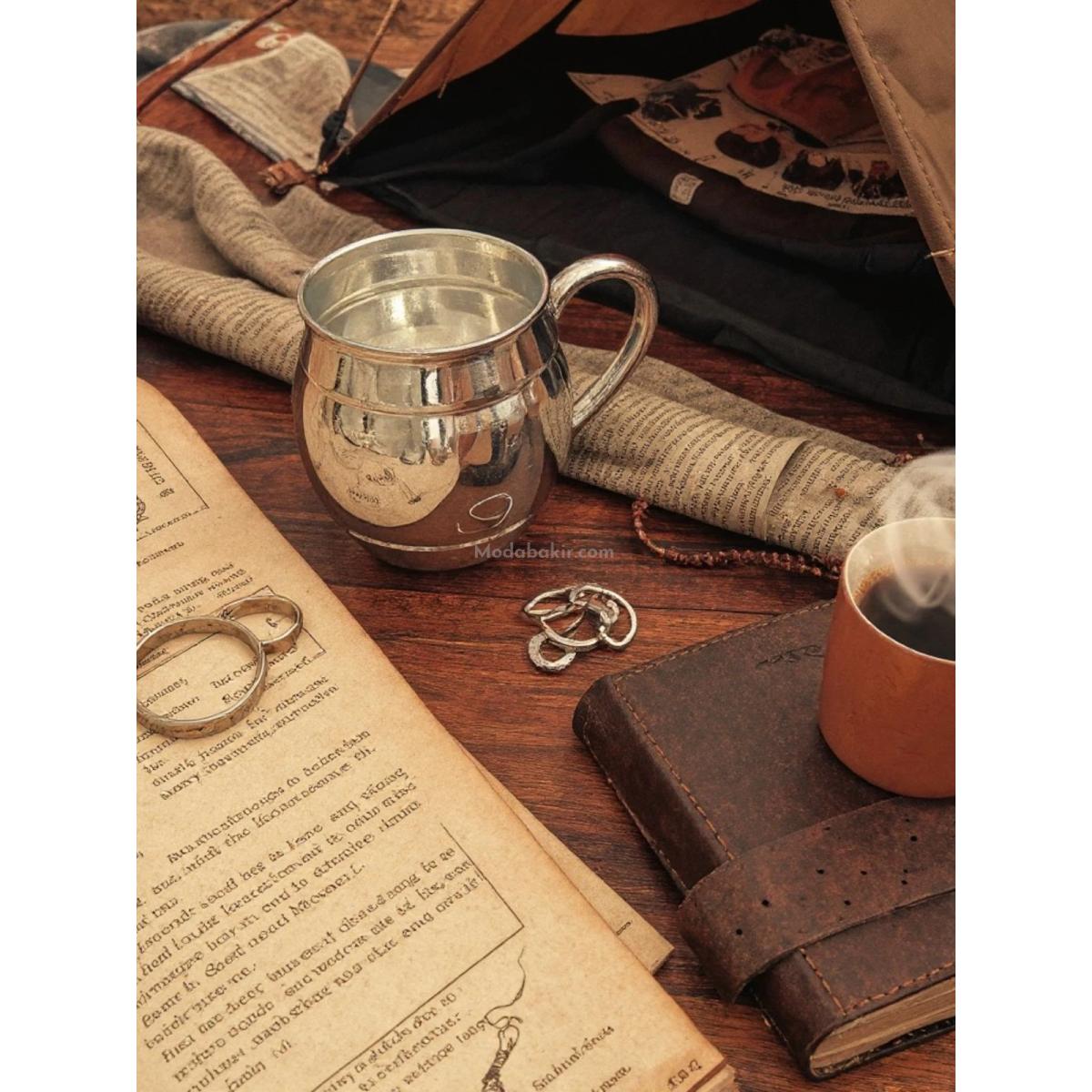 Moda Bakır Fıçı Bakır Bardak Gümüş - Görsel 5