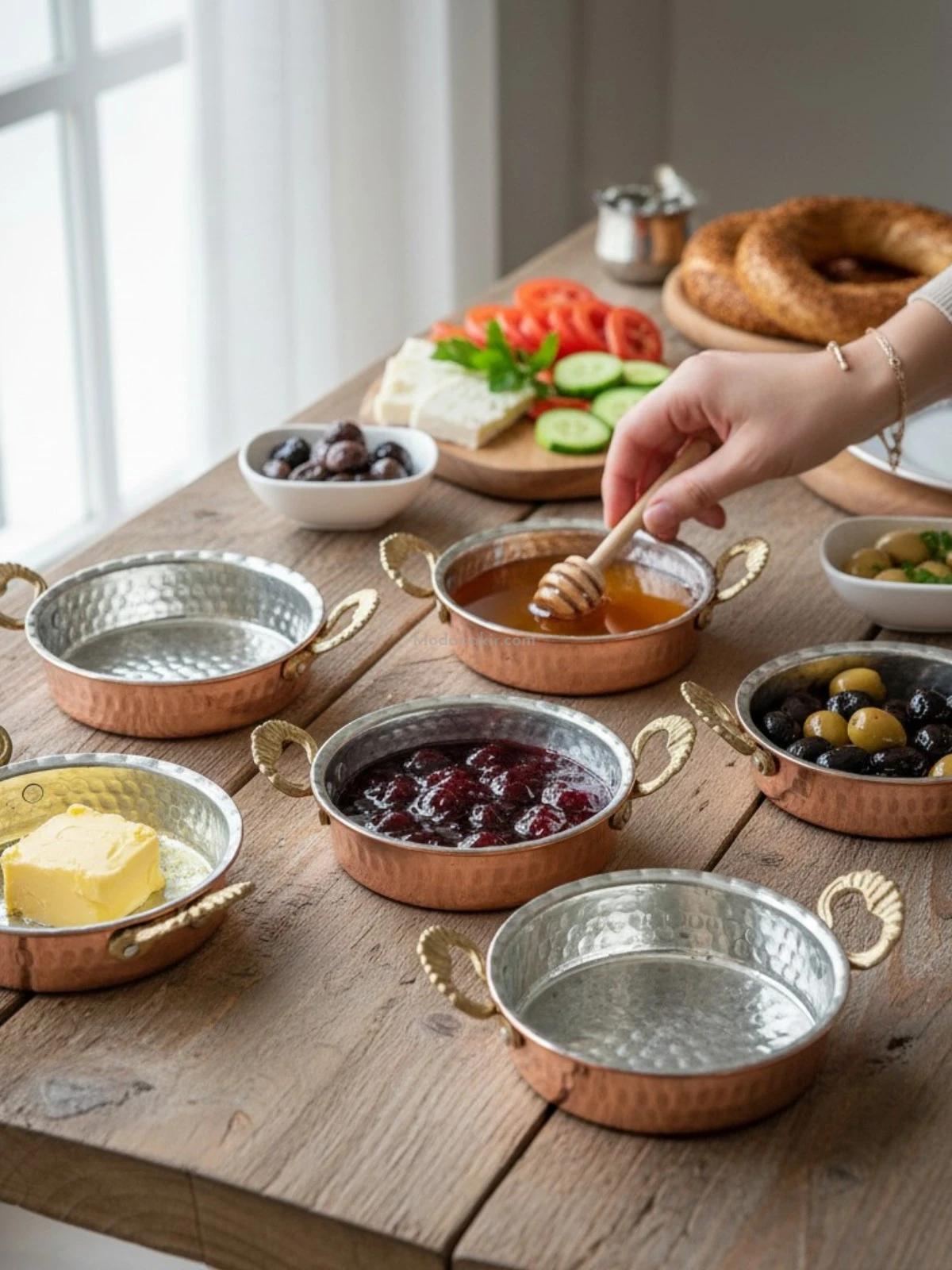 Moda Bakır Kahvaltılık Çerezlik Mini Tava Seti - Görsel 2