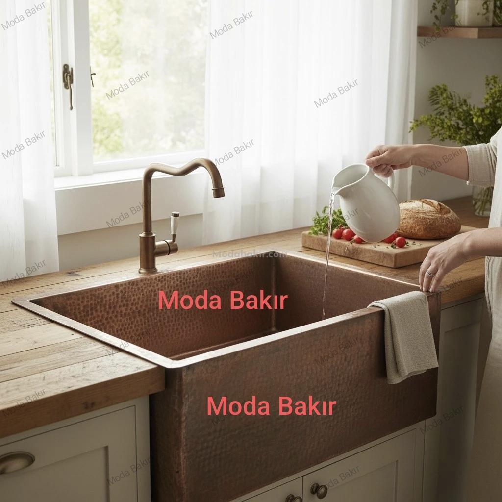 Moda Bakır Mutfak Evyesi Bakır - Görsel 2