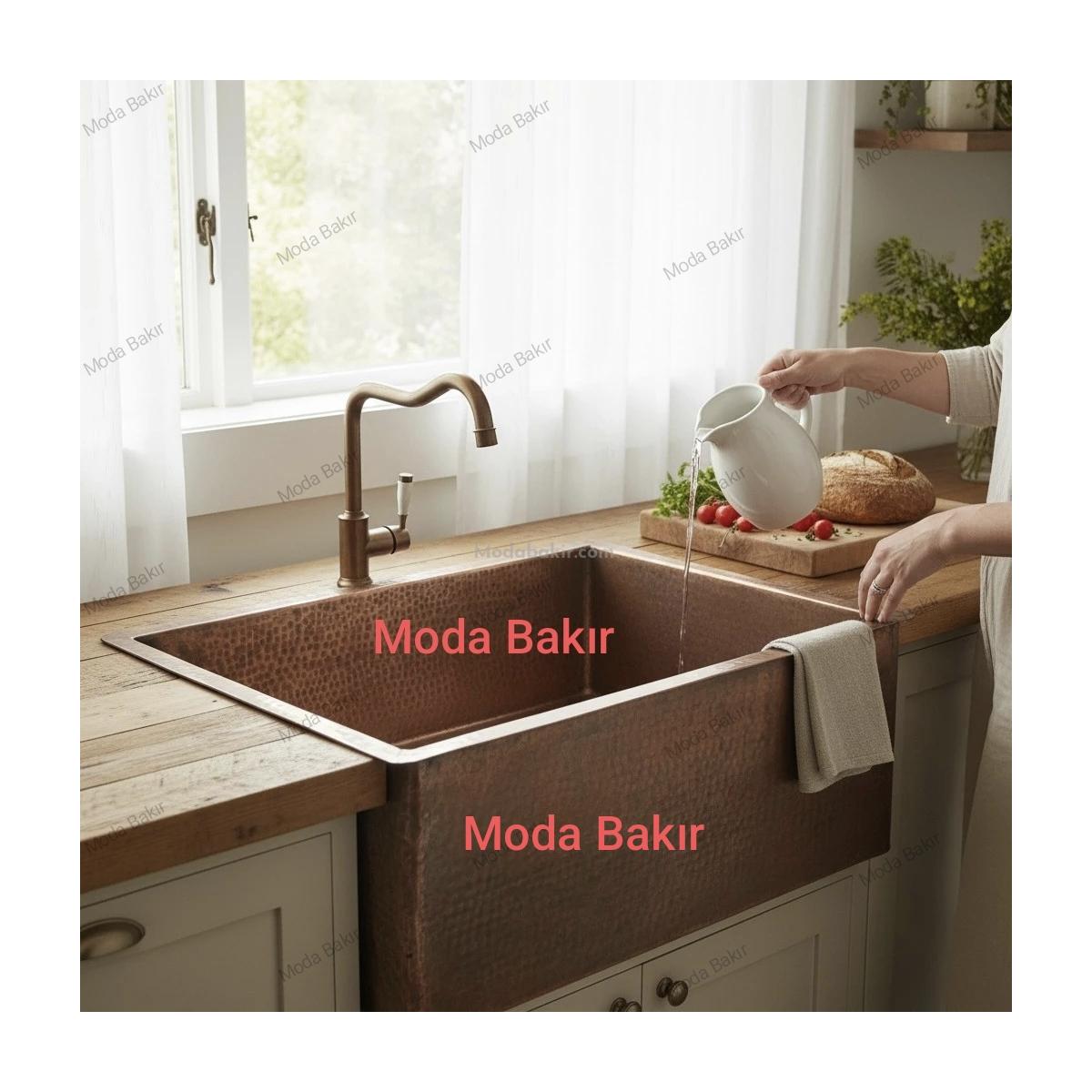 Moda Bakır Mutfak Evyesi Bakır - Görsel 2
