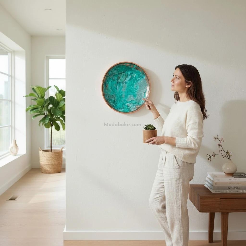 Moda Bakır Patina Duvar Tabağı Dekorasyon - Görsel 4