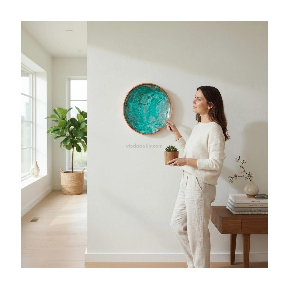 Moda Bakır Patina Duvar Tabağı Dekorasyon - Görsel 4