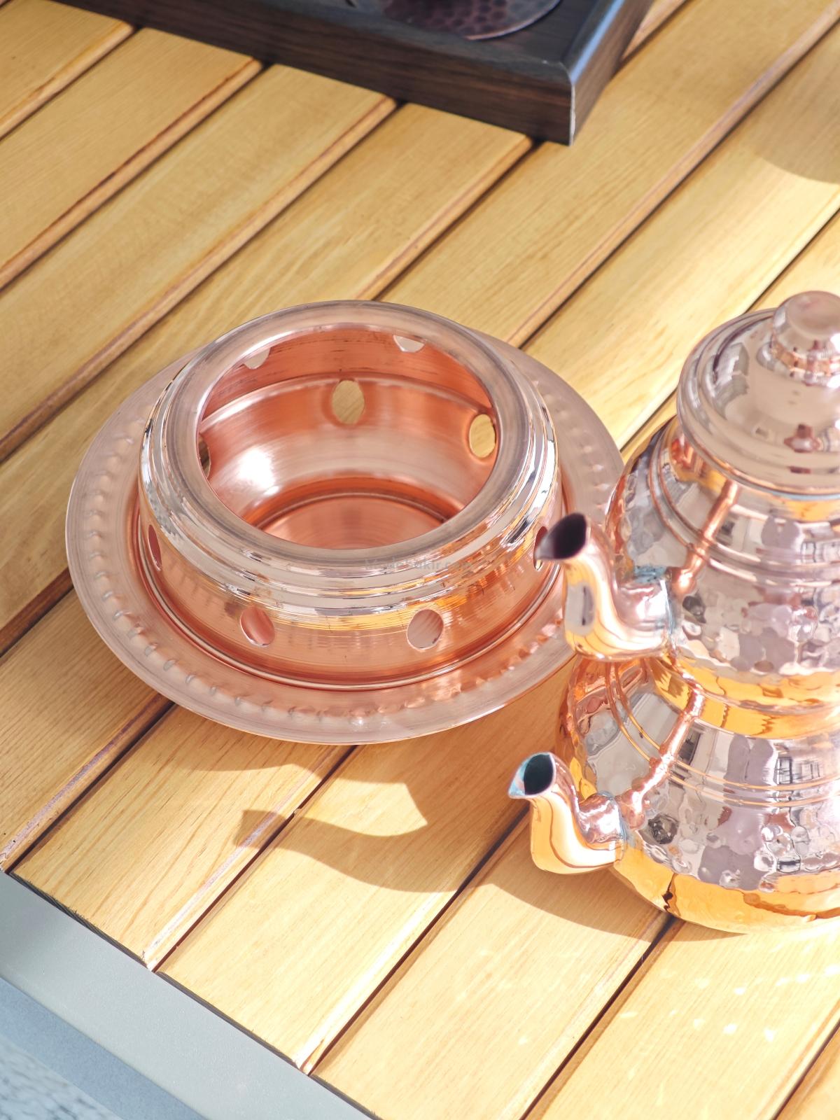 Osmanlı Ocaklı Bakır Çaydanlık Takımı Balkon Sefası Küçük Boy - Görsel 3