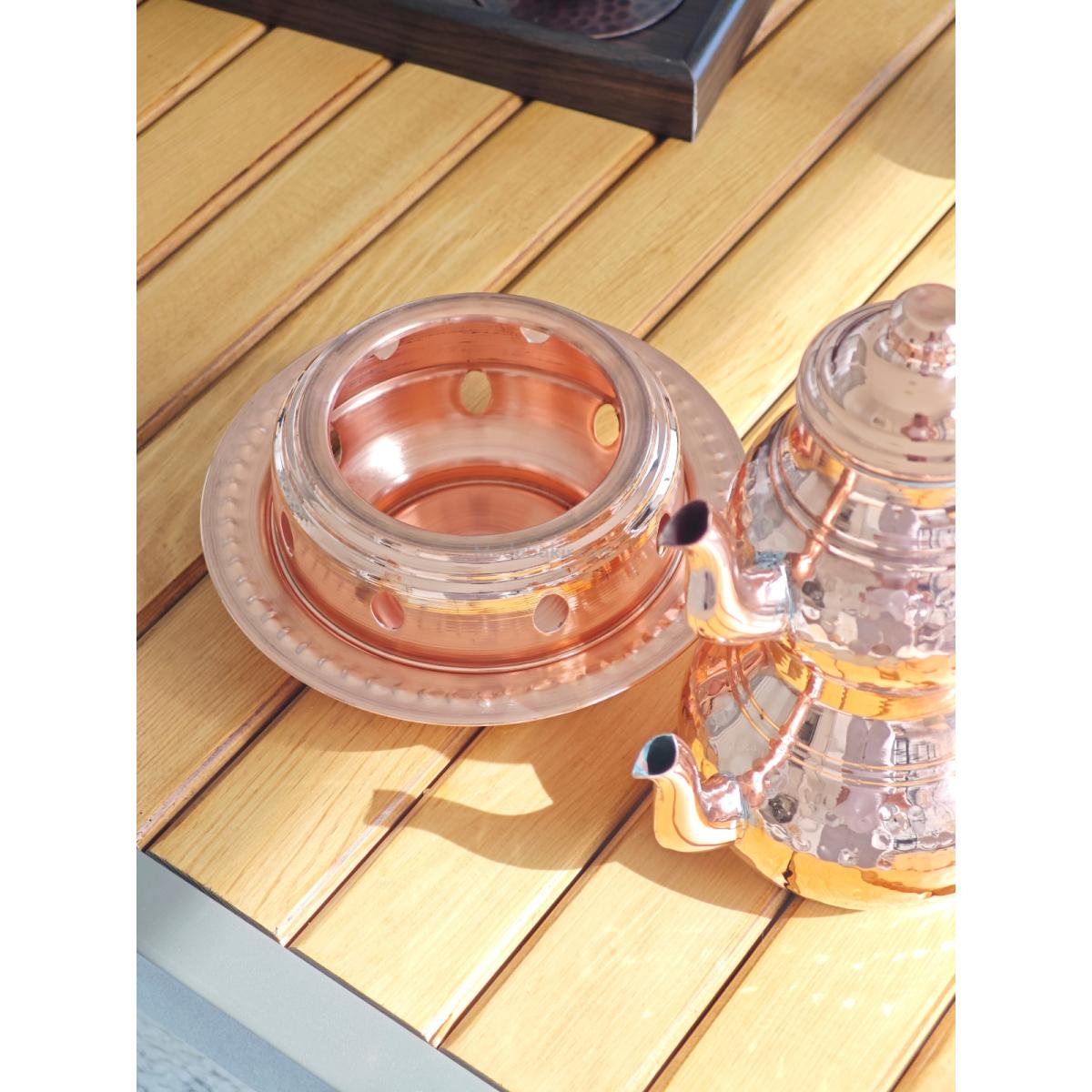 Osmanlı Ocaklı Bakır Çaydanlık Takımı Balkon Sefası Küçük Boy - Görsel 3