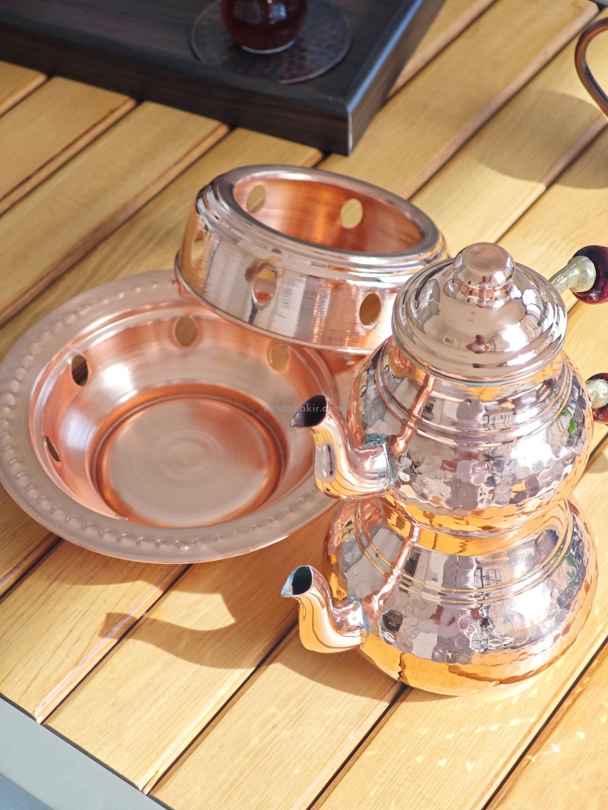 Osmanlı Ocaklı Bakır Çaydanlık Takımı Balkon Sefası Küçük Boy - Görsel 4