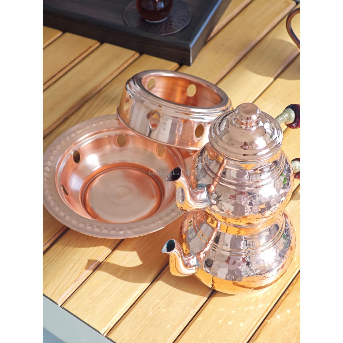Osmanlı Ocaklı Bakır Çaydanlık Takımı Balkon Sefası Küçük Boy - Görsel 4