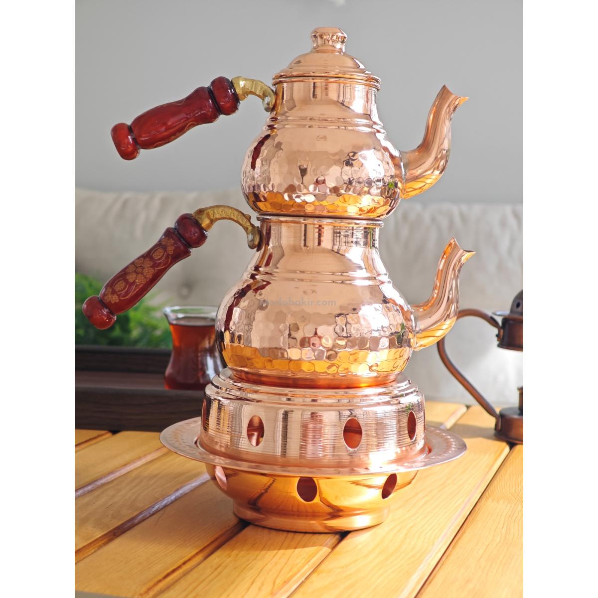 Osmanlı Ocaklı Bakır Çaydanlık Takımı Balkon Sefası Küçük Boy - Görsel 6