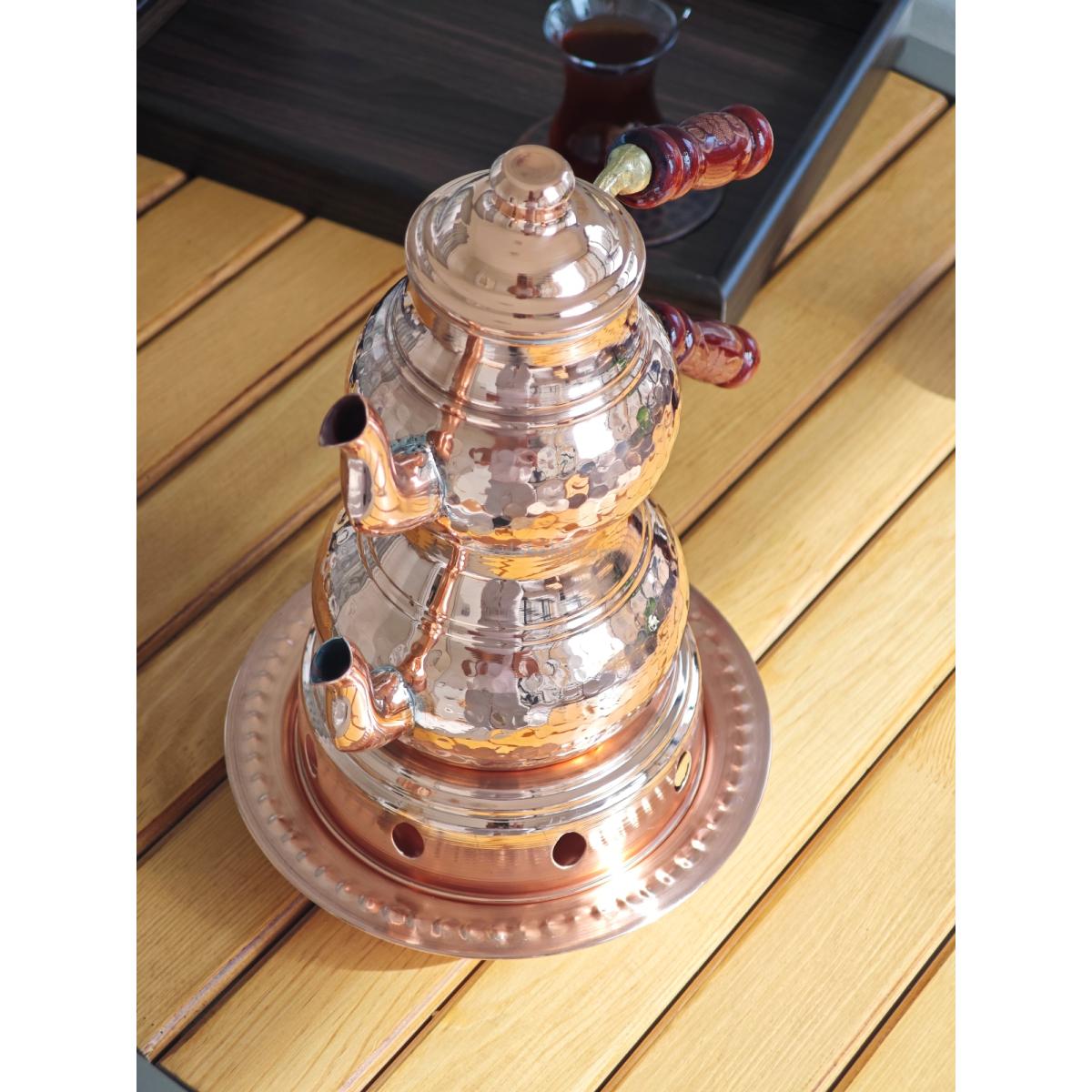 Osmanlı Ocaklı Bakır Çaydanlık Takımı Balkon Sefası Küçük Boy - Görsel 7