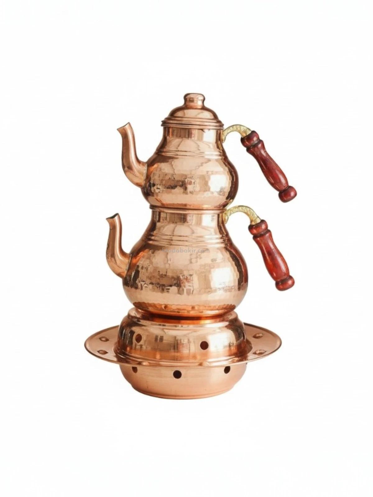 Osmanlı Ocaklı Bakır Çaydanlık Takımı Balkon Sefası Orta Boy - Görsel 1