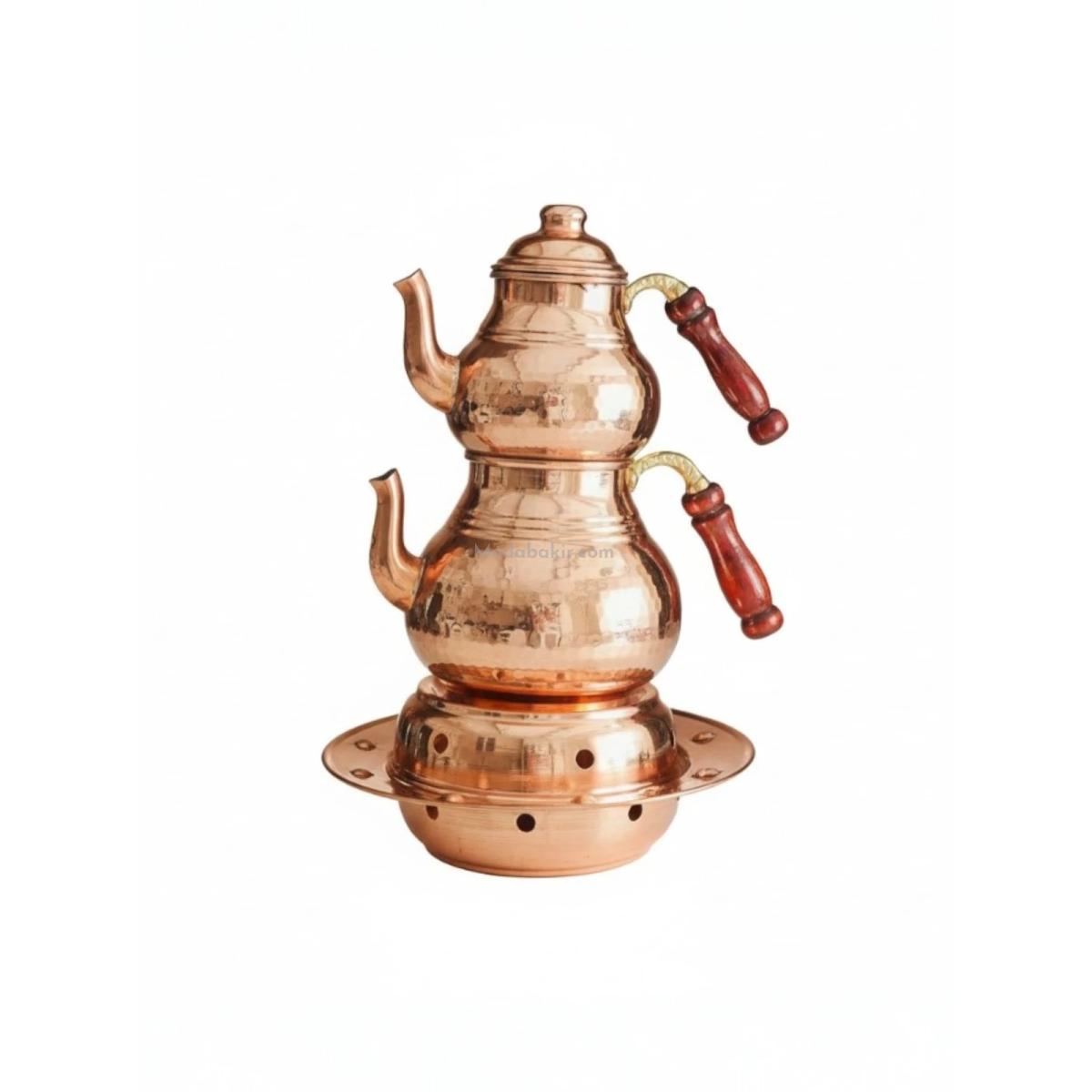 Osmanlı Ocaklı Bakır Çaydanlık Takımı Balkon Sefası Orta Boy - Görsel 1