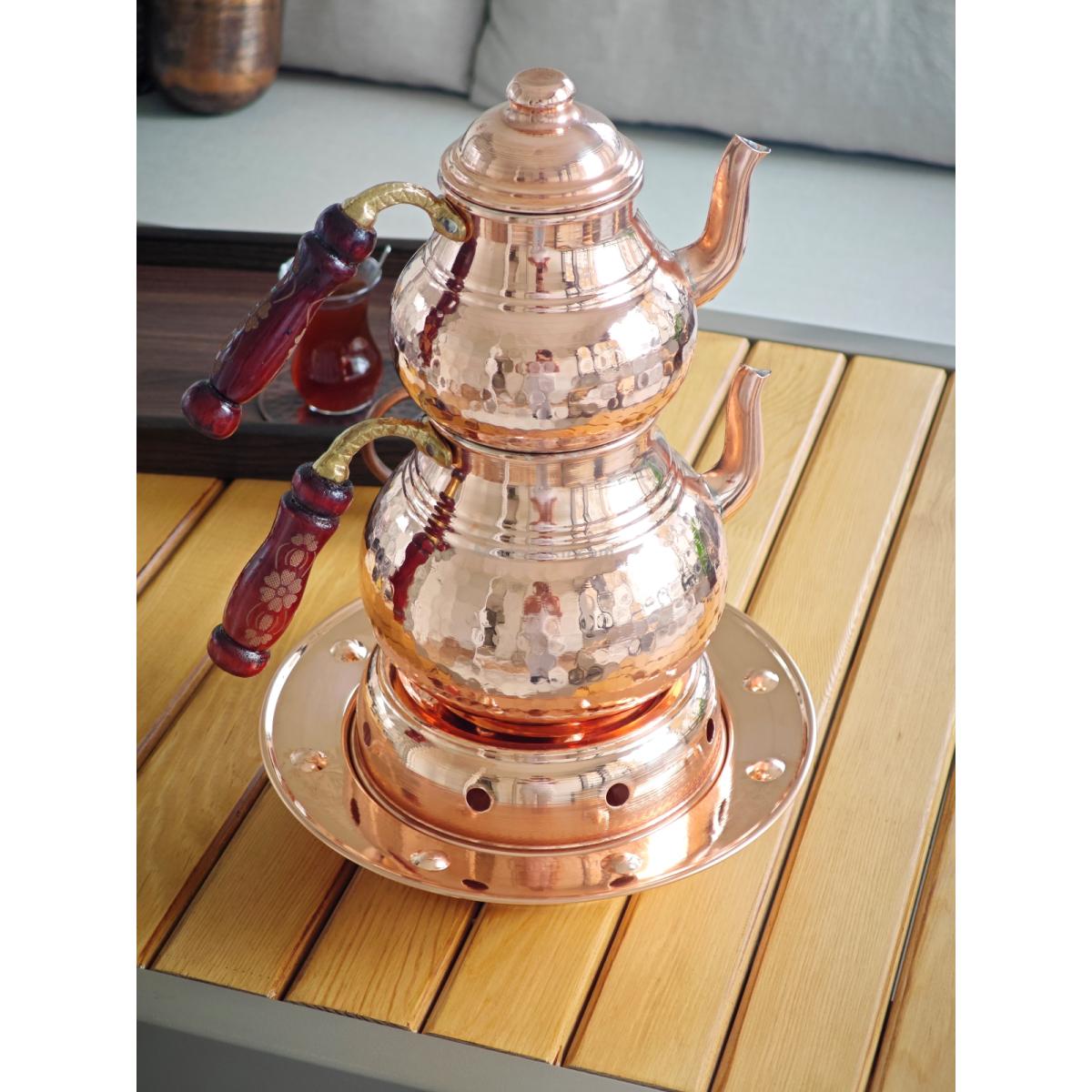 Osmanlı Ocaklı Bakır Çaydanlık Takımı Balkon Sefası Orta Boy - Görsel 2